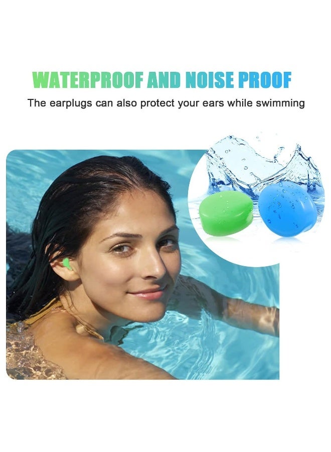 Generic 12 Pairs Ear Plugs for Sleeping Swimming Moldable Soft Silicone Waterproof Earplug Reusable Travel Noise Cancelling Earplugs Green Blue  - Image 3