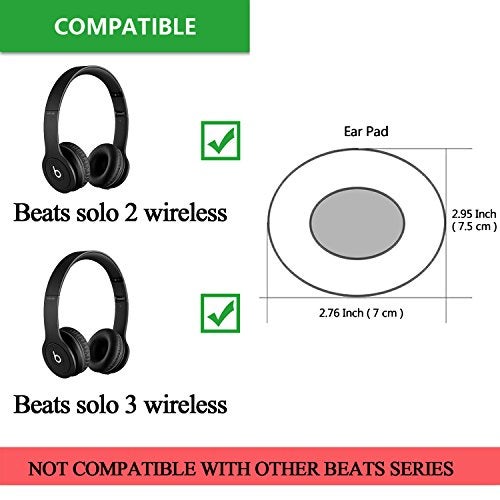 Jarmor Solo 2/3 Wireless Earpads - JARMOR Replacement Protein Leather & Memory Foam Ear Cushion Cover for Beats Solo2/3 Wireless On Ear by Dr. Dre Headphones ONLY (NOT FIT Solo 2 Wired) - White - Image 2