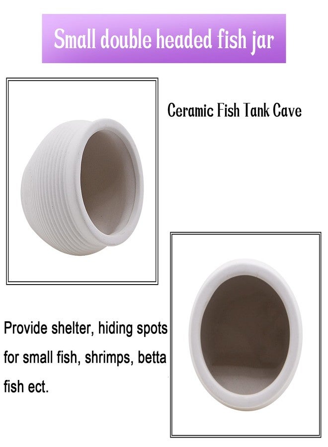 AnRui Ceramic Jar Betta Fish Tank Decor Clay Pot Aquarium Accessories Hideout Cave Decorations Ornaments for Small Fish, Shrimp, Cichlid to Play Hide Breed, Small White - Image 4