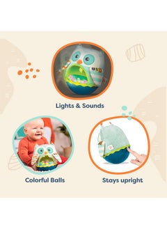 B. Toys B. Baby Owl Be Back Baby Toy Crawling Tummy Time Sensory & Musical Toy For Babies Wobbling Toy With Colorful Balls 6 Months  - Image 5