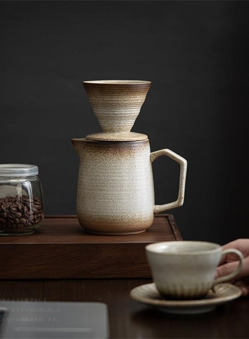 Forthcan Ceramic Pour Over Coffee Maker Set with Dripper and Pot, Hand Brew Coffee Filter Cup and Carafe for Home and Café - Image 1