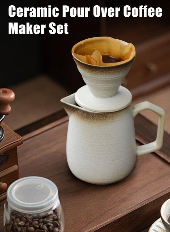 Forthcan Ceramic Pour Over Coffee Maker Set with Dripper and Pot, Hand Brew Coffee Filter Cup and Carafe for Home and Café - Image 2