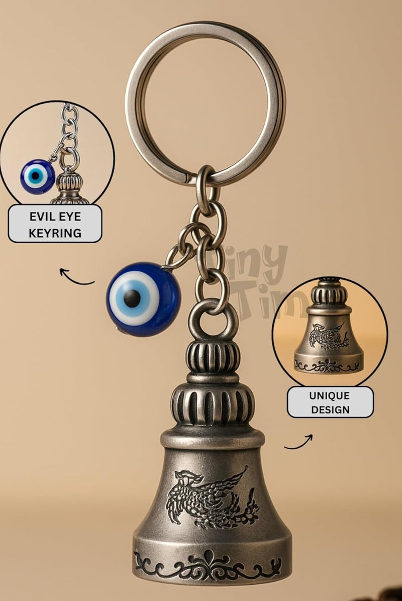 Tiny Tim Store Guardian Bell with Evil Eye Charm – Protective Motorcycle & Car Accessory – Tibetan-Inspired Design – Wards Off Negative Energy – Ideal Gift for Bikers & Travelers - Image 4