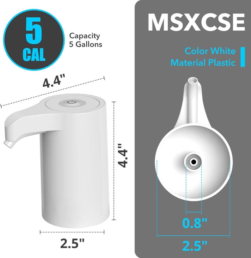 Msxcse Electric Water Bottle Pump, Water Bottle Dispenser,USB Charging Drinking Water Dispenser, Universal Water Pump for 5 Gallon Water Jugs Bottles, Portable Water Dispenser for Home Camping - Image 2