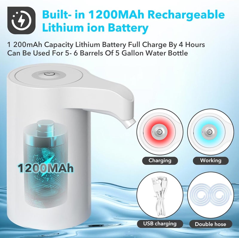 Msxcse Electric Water Bottle Pump, Water Bottle Dispenser,USB Charging Drinking Water Dispenser, Universal Water Pump for 5 Gallon Water Jugs Bottles, Portable Water Dispenser for Home Camping - Image 5