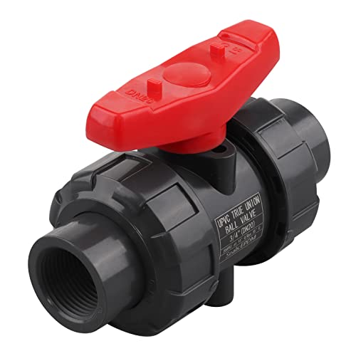 DERNORD PVC True Union Ball Valve NPT Threaded with Full Port, EPDM O-Rings, and Reversible PTFE Seats, Rated at 200 PSI (3/4 Inch NPT Threaded) - Image 1