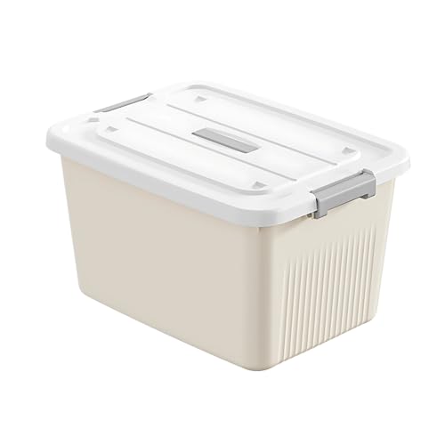 KREPS® Plastic Storage Box/Bins, Color : Cream, Container with Lock and Lid, Stackable, Heavy Duty Material, Available in Multiple Size and Sets. (Pack of : 1, LARGE: 14.5 X 10.5 X 8.2 INCH) - Image 1