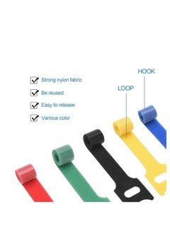 SYOSI 60PCS Fastening Cable Ties Reusable, Premium 6-Inch Adjustable Cord Ties, Microfiber Cloth Cable Management Straps Hook Loop Cord Organizer Wire Ties Reusable (Assorted Colors)  - Image 2