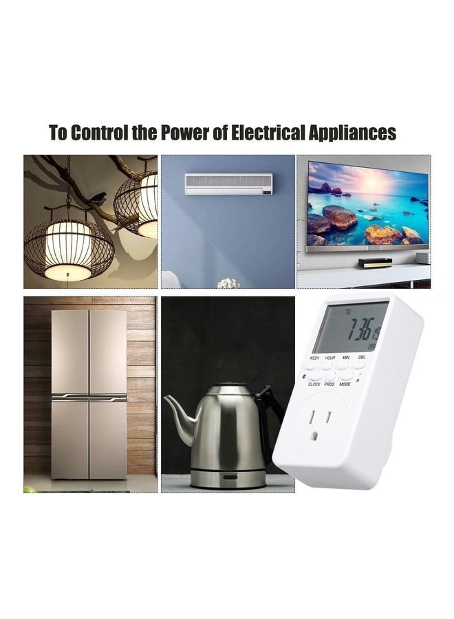 NIBEMINENT Digital Timer Switch Socket with LCD Display White - Image 5