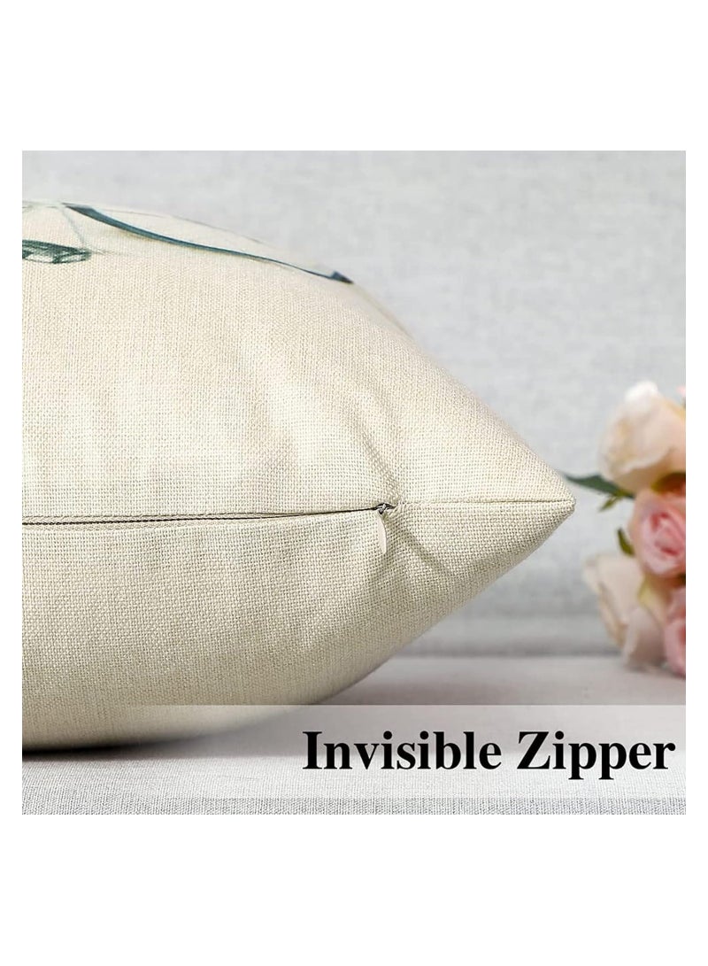 Excefore Decorative Throw Pillow Covers Pack of 4 Waterproof Cushion Covers Perfect to Outdoor Patio Garden Living Room Sofa Farmhouse Decor (18x18 Inches) (Tulip Farm Cycling Flowers) - Image 4