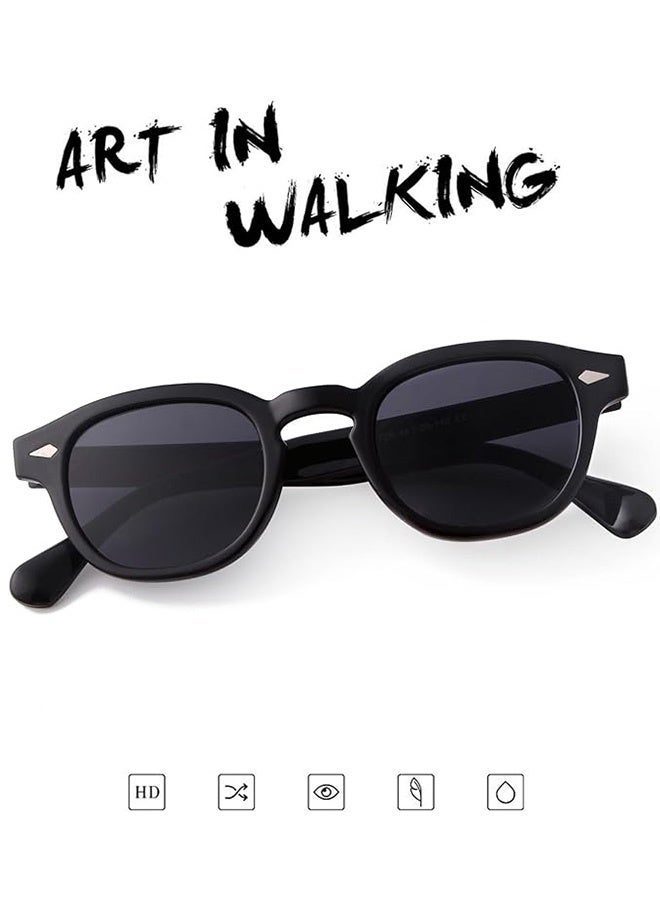 CIKJUK Classic Sunglasses Men Women Round Trendy Sun Glasses Retro Ultra-Light Men's Women's Sunglass Travel Driving Eyewear Daily Mens Shades UV Protection Sun Glas Black - Image 4