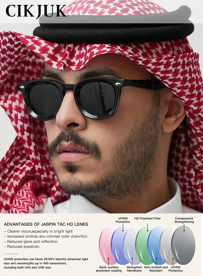 CIKJUK Classic Sunglasses Men Women Round Trendy Sun Glasses Retro Ultra-Light Men's Women's Sunglass Travel Driving Eyewear Daily Mens Shades UV Protection Sun Glas Black - Image 3