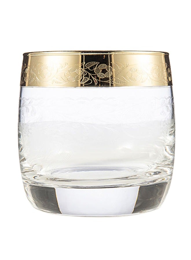 PROMSIZ A set of 6-piece short glass juice cup with a hexagonal design, transparent/gold, made in Turkey - Image 2