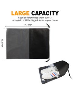 Excefore Shoe Bags for Travel, Drawstring Non-Woven Shoe Storage Bags, Large Household Portable Shoes Organizers, Dustproof & Waterproof Sports Shoe Bags for Men Women (6PCS, White & Black)  - Image 2