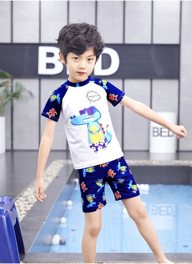 Generic - Swimsuit Set，Short Sleeve Kids Rash Guard Dinosaur Boys Bathing Suit with Sun Cap for 3-6 Years，Swimsuit Set for Boys-Suitable for Children Swimming Sea, Beach, and Swimming Pool - Image 1