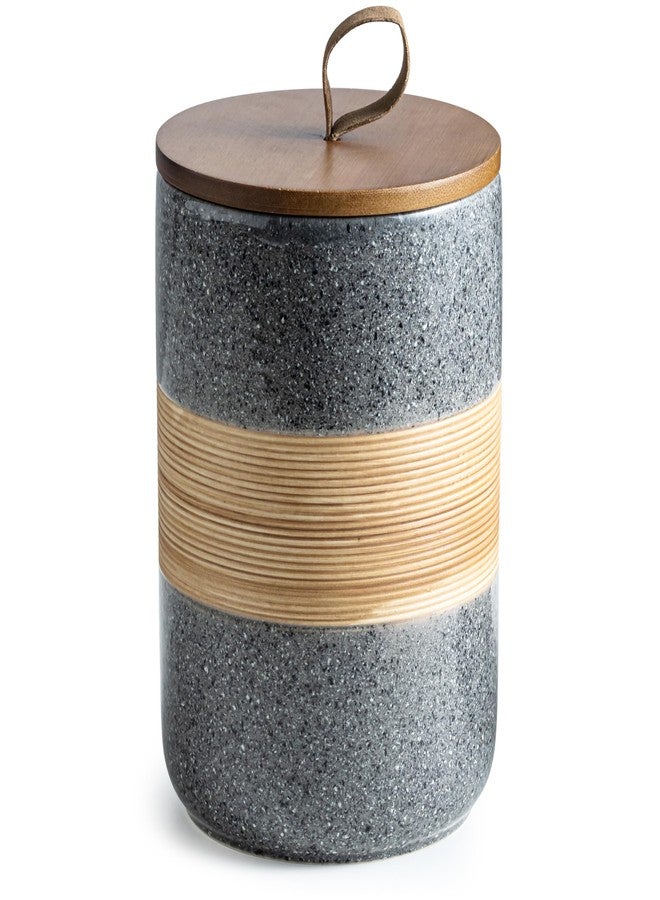 Miamolo Large Storage Containers with Lids, Ceramic Coffee Container Kitchen Food Storage Cookie Jars with Airtight Lid for Spice Sugar Tea Bag, Stackable Decorative Jars for Counter, Grey & 61 fl.oz - Image 1
