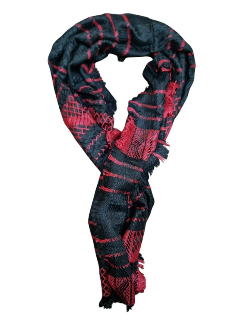 شاهين وشاح شتوي للرجال والنساء أحمر/أسود - Image 1