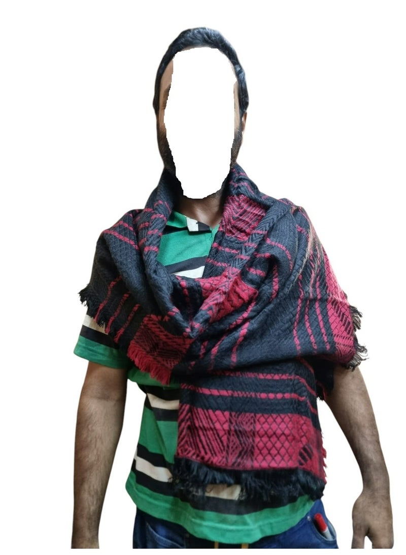 شاهين وشاح شتوي للرجال والنساء أحمر/أسود - Image 4