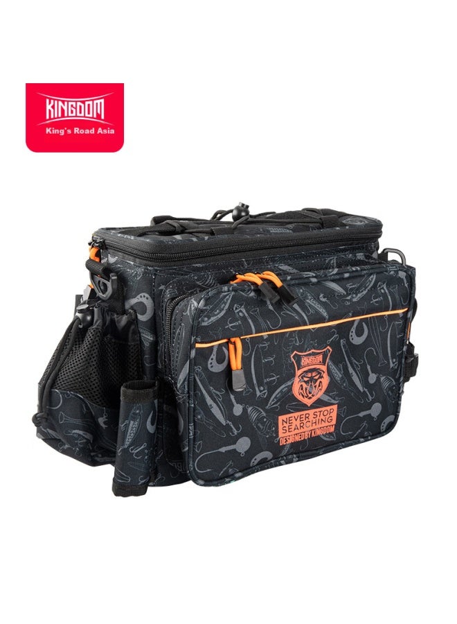 King Lure Kingdom Fishing Waist Bag Multi-functional Crossbody Single Shoulder Bag Fishing Backpack Wear-resistant Fishing Gear Bag Black - Image 1