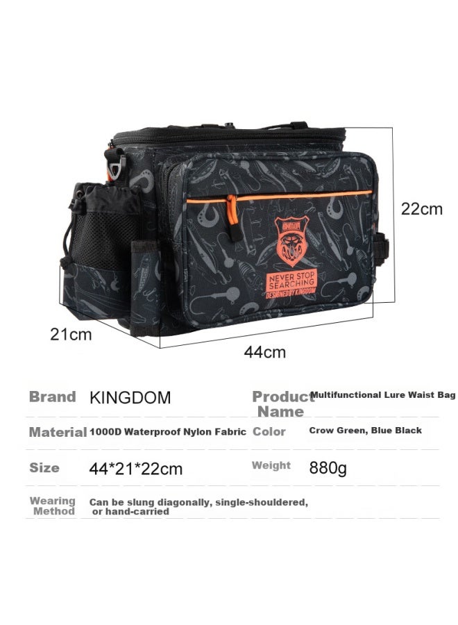 King Lure Kingdom Fishing Waist Bag Multi-functional Crossbody Single Shoulder Bag Fishing Backpack Wear-resistant Fishing Gear Bag Black - Image 2