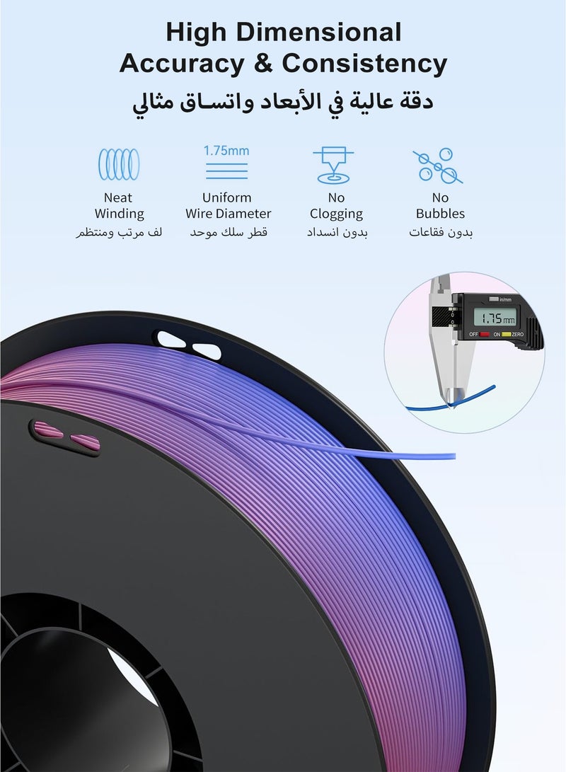 كريليتي 3D 3D Printer Filament 1.75mm, Rainbow Upgrade PLA+ Filament Strong Toughness No-Tangling Vacuum Packaging 3D Printing Filament Fit Most 3D Printers, 1kg Spool, Accuracy +/- 0.02mm, Multi-Color Rainbow PLA+ - Image 3