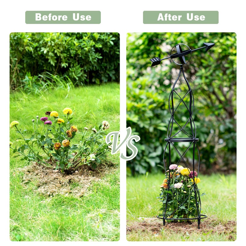 GOOOXIM 41-Inch Metal Obelisk Trellis â€“ Elegant Garden Support for Climbing Plants, Perfect for Outdoor Rose Bushes and Tall Vines, Durable Metal Design with Arrow Top for Indoor and Outdoor Use - Image 3