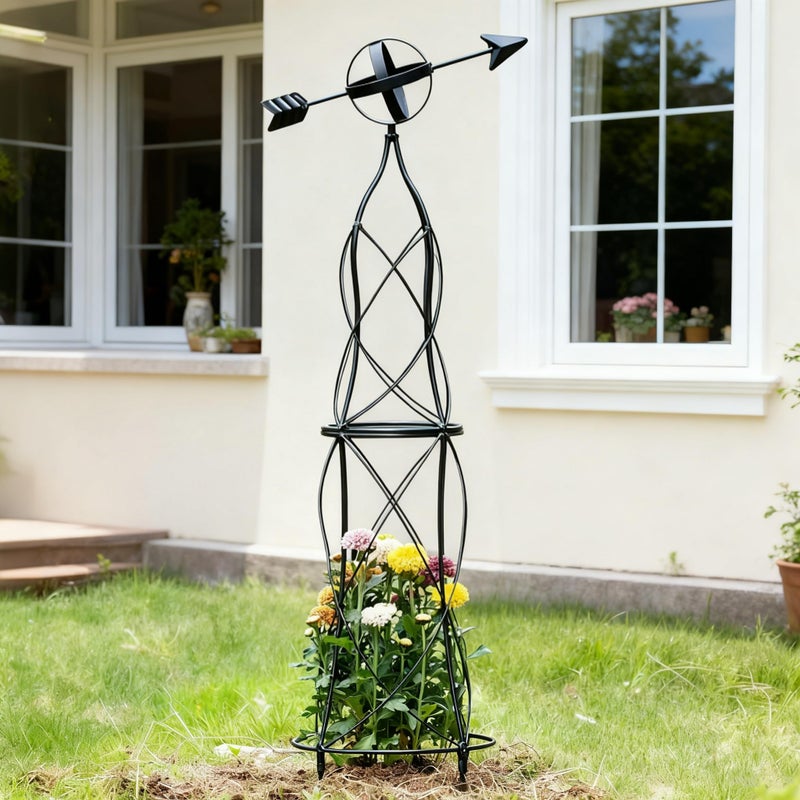 GOOOXIM 41-Inch Metal Obelisk Trellis â€“ Elegant Garden Support for Climbing Plants, Perfect for Outdoor Rose Bushes and Tall Vines, Durable Metal Design with Arrow Top for Indoor and Outdoor Use - Image 1