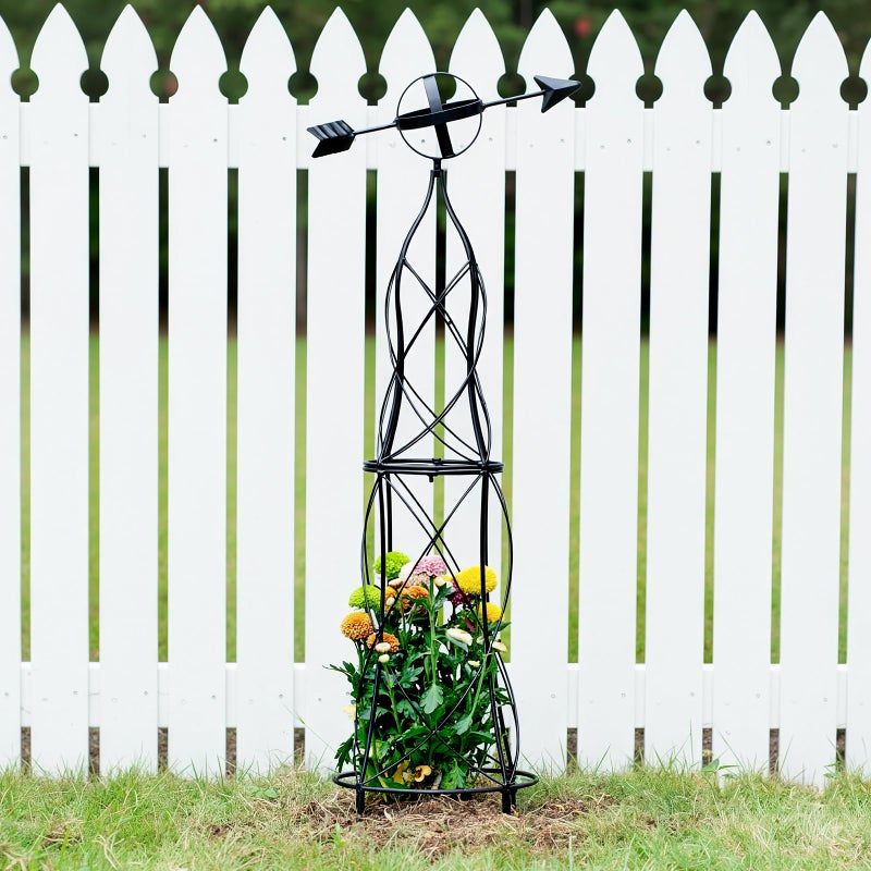 GOOOXIM 41-Inch Metal Obelisk Trellis â€“ Elegant Garden Support for Climbing Plants, Perfect for Outdoor Rose Bushes and Tall Vines, Durable Metal Design with Arrow Top for Indoor and Outdoor Use - Image 5