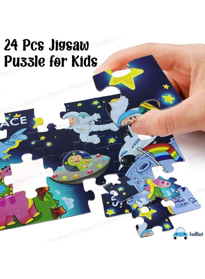 فنبلاست أحجية الصور المقطوعة من فن بلاست، بتصميم ديناصور فضائي، للأطفال - 24 قطعة أحجية صور مقطوعة، مناسبة للأولاد والبنات (متعددة الألوان) - Image 3