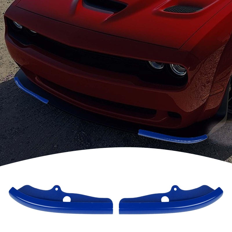 PDKLIN for Challenger Front Bumper Lip Splitter Protector Cover Trim for 2015-2023 Dodge Challenger GT RT SRT Blue Exterior Accessories 2pcs