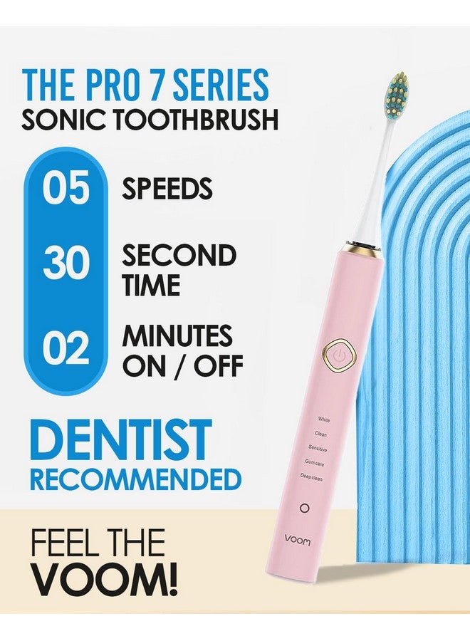Voom Sonic Pro 7 Series Rechargeable Electronic Toothbrush, Advanced Oral Care Technology, 2-Minute Timer w/Quadrant Pacing, 5 Adjustable Speeds - Image 2