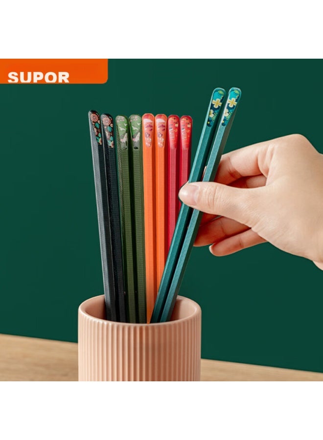 SUPOR Supor Chopsticks, Alloy Chopsticks, Non-slip, Anti-mold, Heat-resistant, Household Chopsticks, Color-coded Stickers, 5 Pairs, Tk2059e  - Image 1