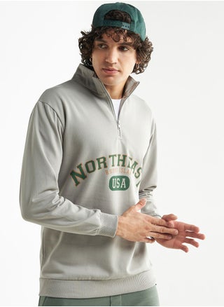 Slogan Zip Through High Neck Sweatshirt - pzsku/Z7462ED59C8BA45753951Z/45/_/1708518213/2491ffa7-ec10-432b-bfa8-f310f90ac9e1