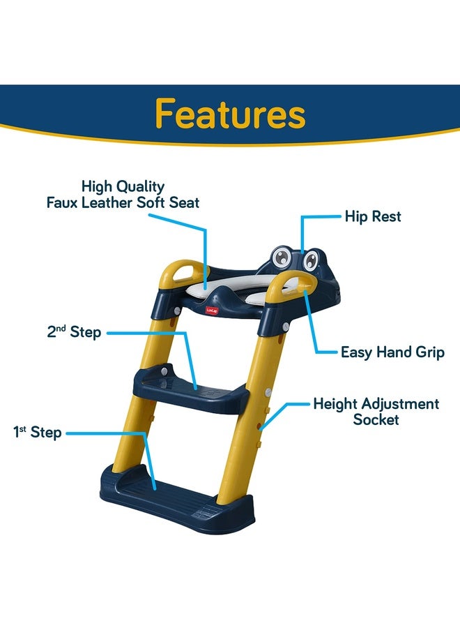 Luvlap Trainer Potty Seat With Ladder, Potty Seat Cum Toilet Seat, Fits All Standard Size Toilets For 1 + Year Child, Suitable For Potty Training Of Boys & Girls (Yellow & Blue) - Image 4