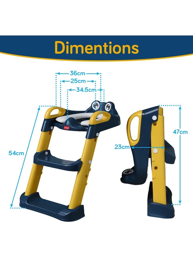 Luvlap Trainer Potty Seat With Ladder, Potty Seat Cum Toilet Seat, Fits All Standard Size Toilets For 1 + Year Child, Suitable For Potty Training Of Boys & Girls (Yellow & Blue) - Image 5