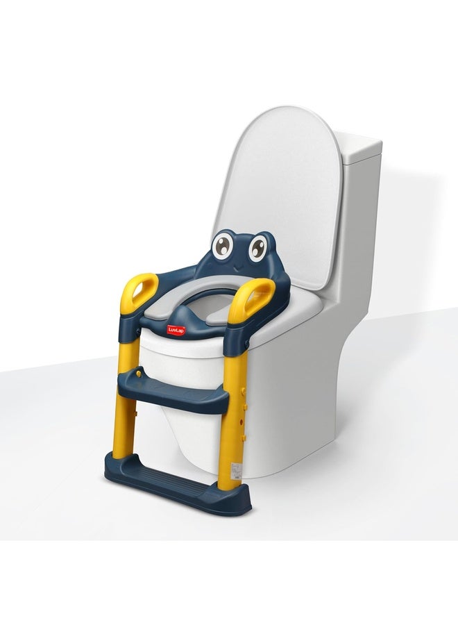 Luvlap Trainer Potty Seat With Ladder, Potty Seat Cum Toilet Seat, Fits All Standard Size Toilets For 1 + Year Child, Suitable For Potty Training Of Boys & Girls (Yellow & Blue) - Image 2