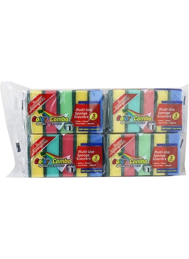 Super Spongex Sponge Scourer Pack of 20 pcs  Rainbow Dish Washing Foam Sponge for Kitchen and Bathroom.  - Image 1