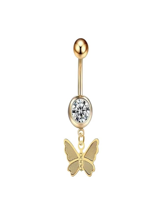 Sorellaz Womens Navel Belly Button Piercing Golden Zircon Butterfly Bananabell Ring: Pack of 1 (SRFAJW/B1) - Image 1