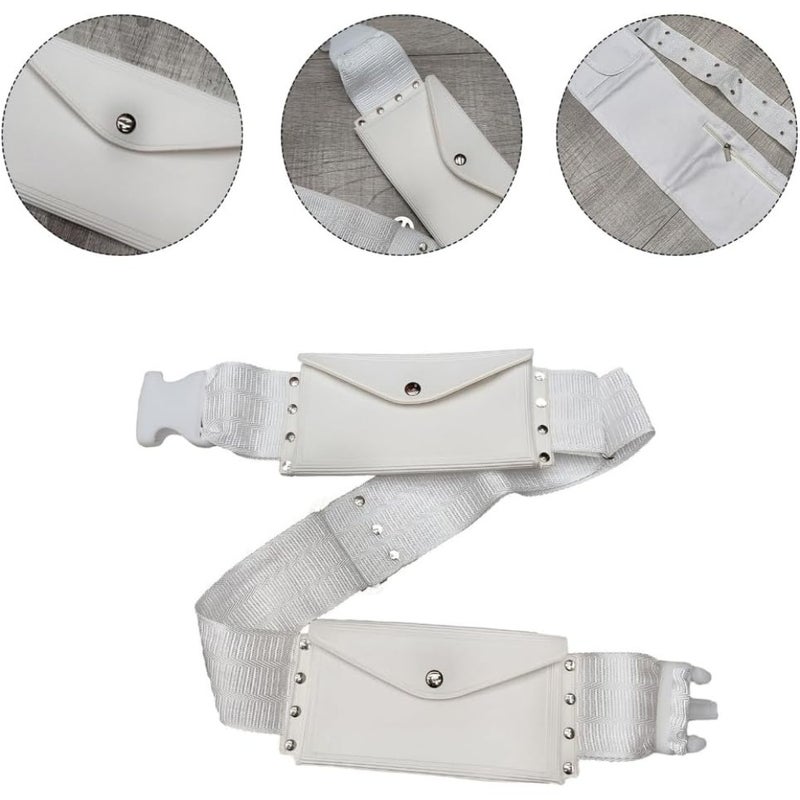 Belt for Hajj and Umrah Dual Pockets Adjustable Snap Buttons Comfortable and Unstitched Ahram Belt, White Waterproof Anti-Theft Belt - Image 3