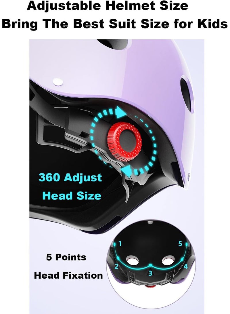 Adjustable Kids Bike Helmet for 3-8 Years Skateboard Helmet with Knee Elbow Pads and Wrist Guard for Roller Skates Cycling - Image 3