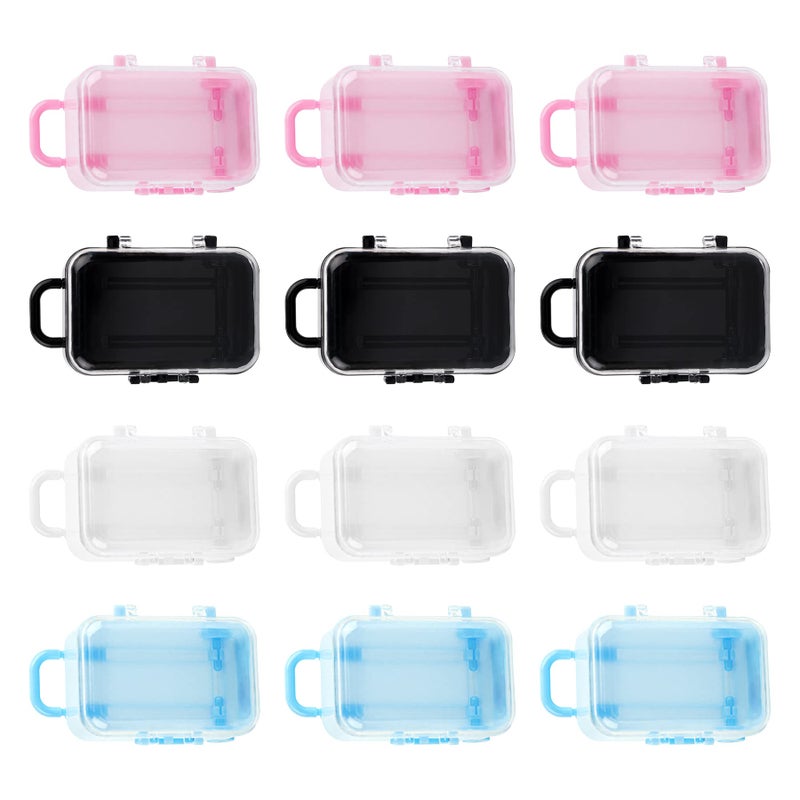 AUEAR 12 Pack Mini Suitcase Plastic Candy Box Small Reception Gift Travel Case for Wedding Party Decoration 4 Colors