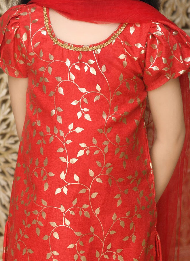 Ethnic Printed Kurta & Sharara Set For Girls