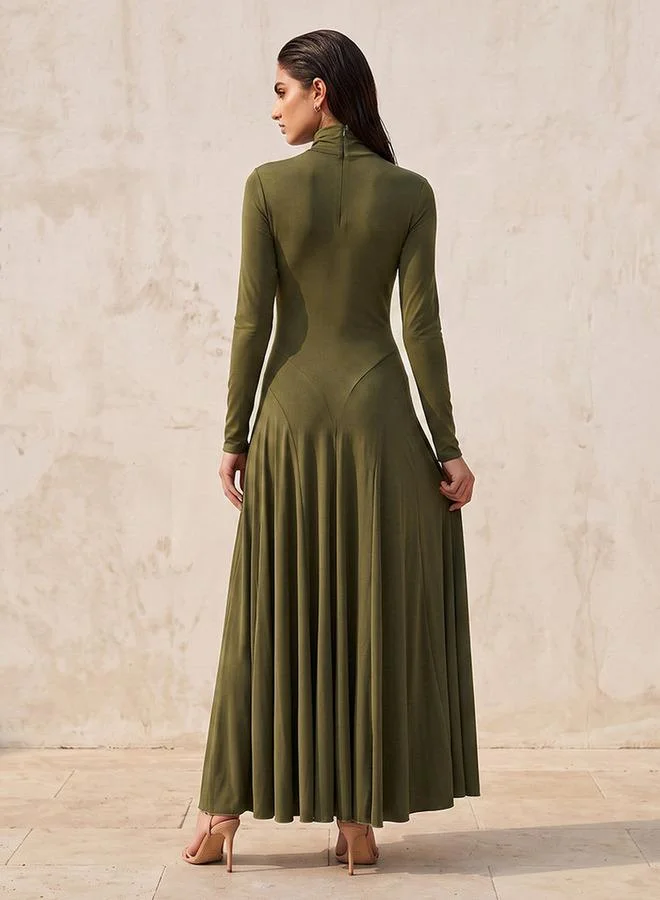 Iconic Iconic Panelled Maxi Dress with High Neck