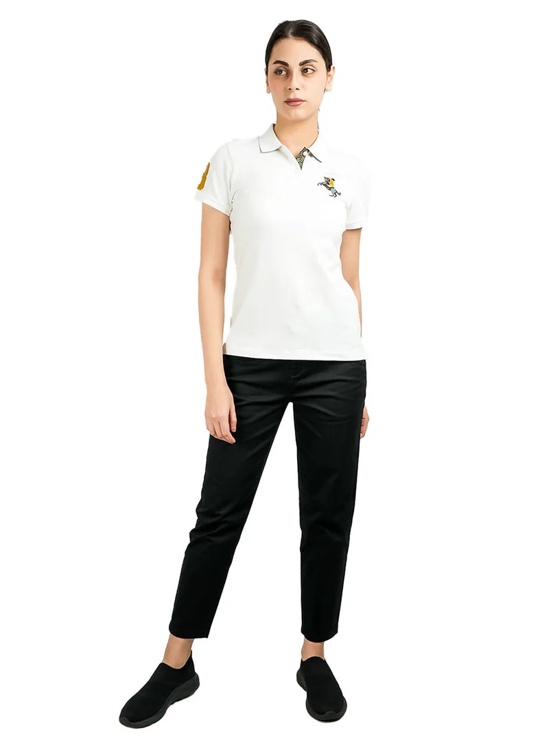 GIORDANO Women's Slim Fit Napoleon Embroidery Polo