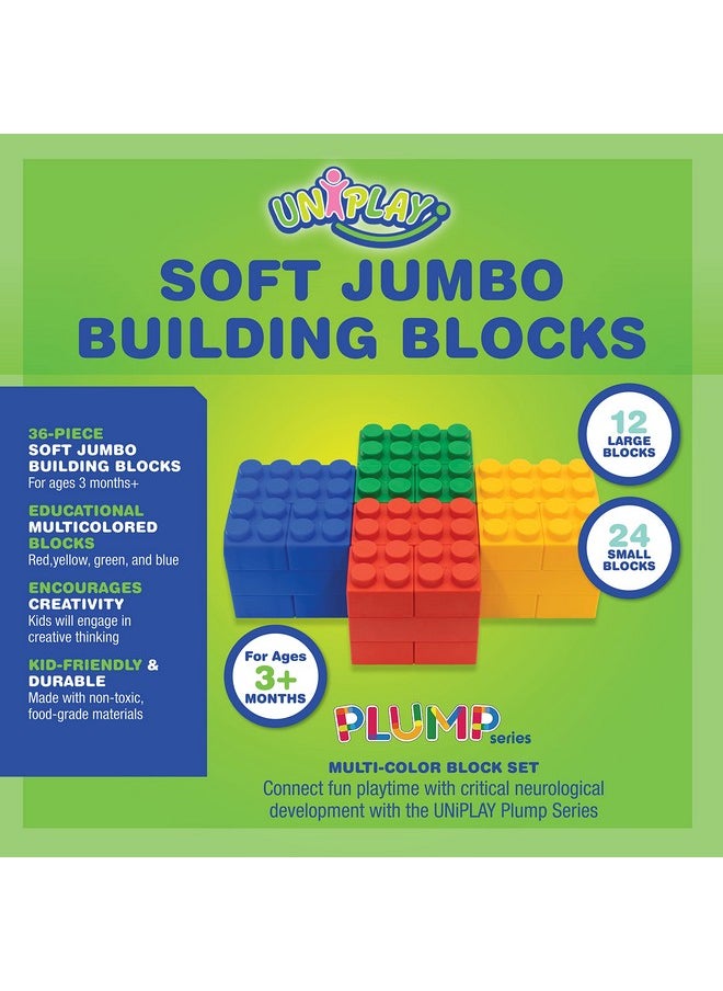 uniplay Plump Soft Building Blocks - 36-Piece Jumbo Stacking Multicolor Set For Early Cognitive Development And Creative Play - Ages 3 Months+  - Image 2