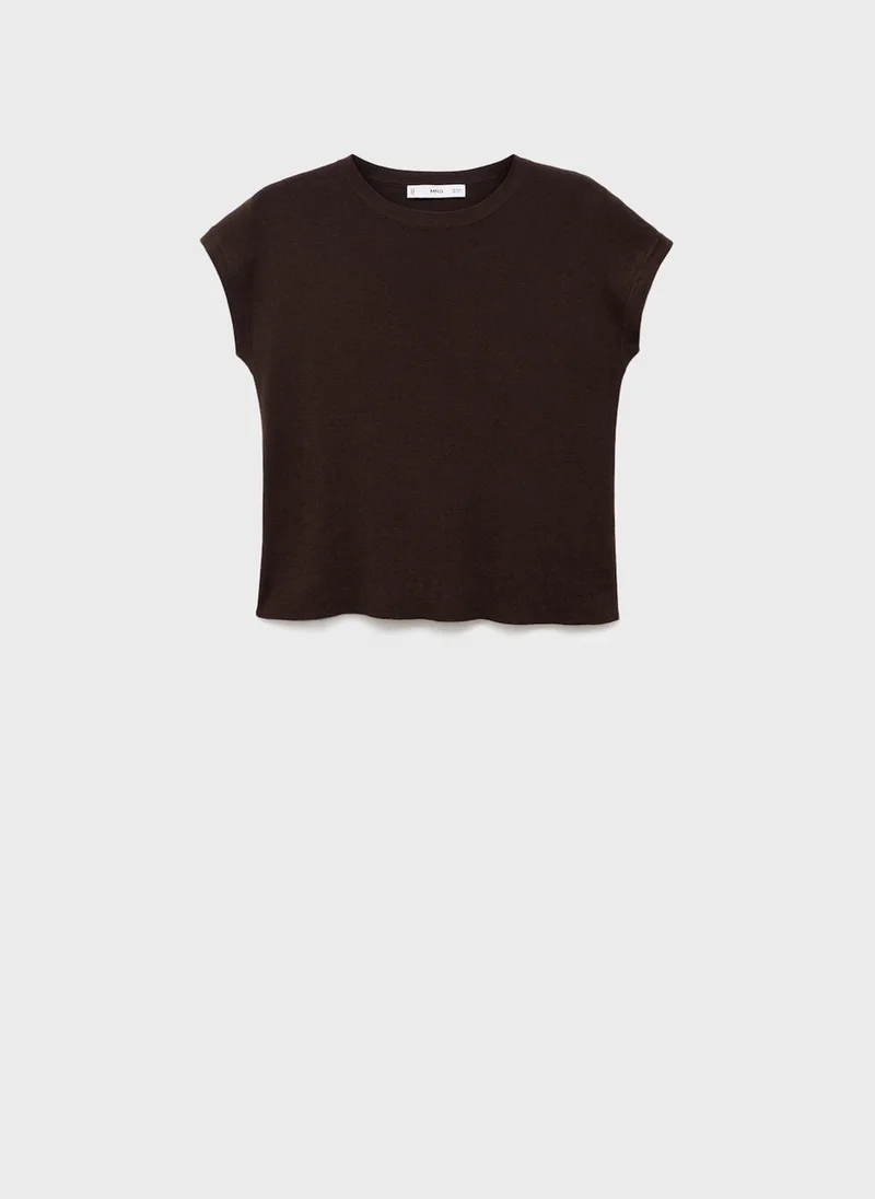 MANGO Short-sleeved knitted cotton sweater
