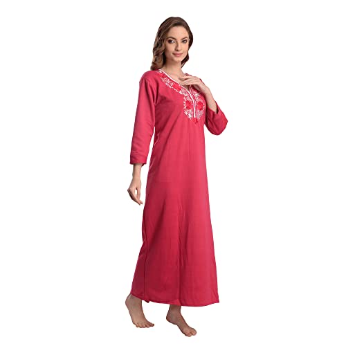 Cierge Women's Fleece Abstract Print Maxi Nighty (cierge Fleece_pink_free Size) - Image 3