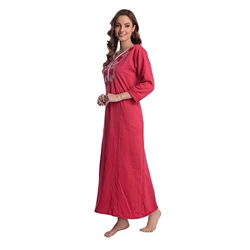 Cierge Women's Fleece Abstract Print Maxi Nighty (cierge Fleece_pink_free Size) - Image 2
