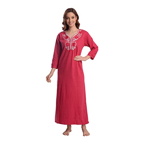 Cierge Women's Fleece Abstract Print Maxi Nighty (cierge Fleece_pink_free Size) - Image 1