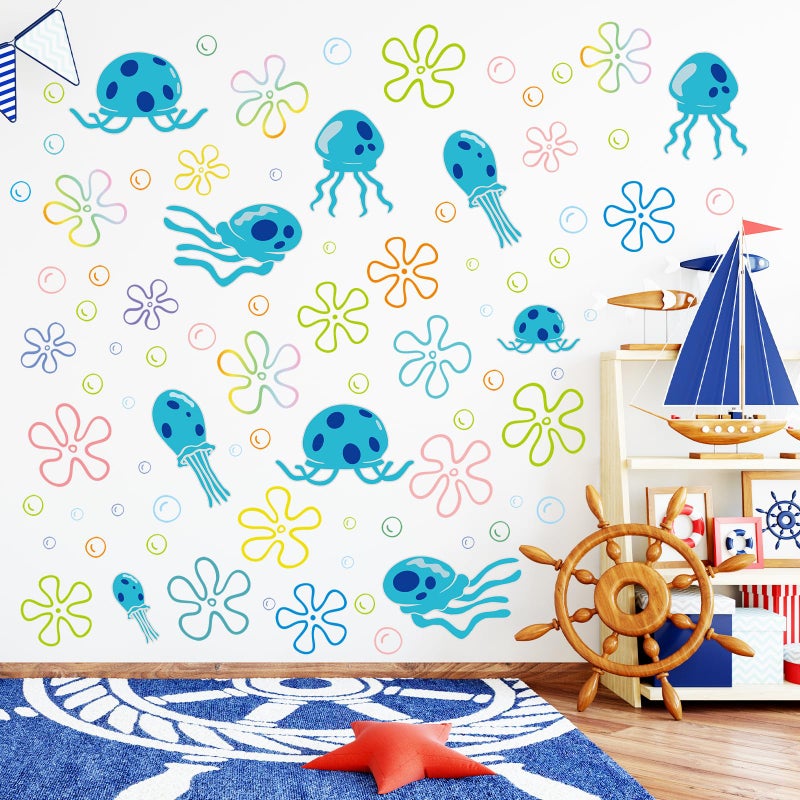 Rotumaty 117 PCS Jellyfish Bubbles Wall Stickers Under The Sea Birthday Party Decorations Ocean Wall Decals Summer Party Supplies Wall Decor for Bathroom Nursery Bedroom Home School Car - Image 5
